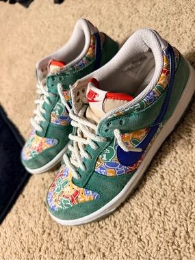 Jordan Kids Green Multicolor Pattern Low-Top Sneakers